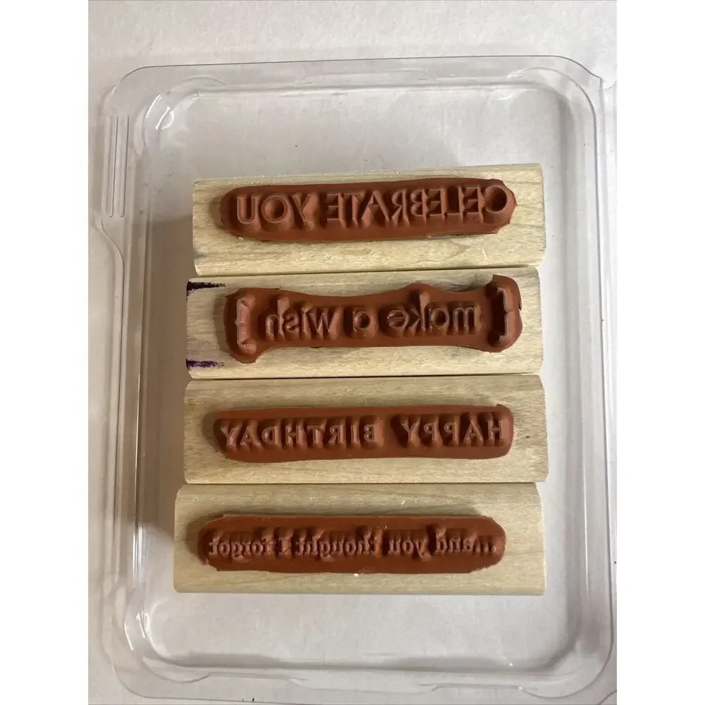 Stampin Up A Little Birthday Cheer Wood Stamp Set of 4 Make a Wish Celebrate You